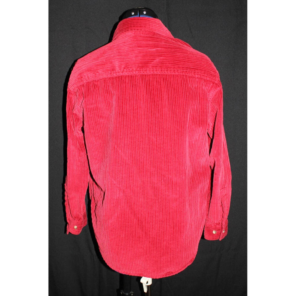 Eddie Bauer Corduroy L/S Button Up Shirt Shacket Womens M Petite Red 100% Cotton - Picture 5 of 12